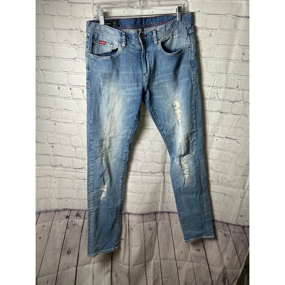 Armani Exchange Mens Slim Fit Distressed Ripped Light Wash Denim Jeans Size 32